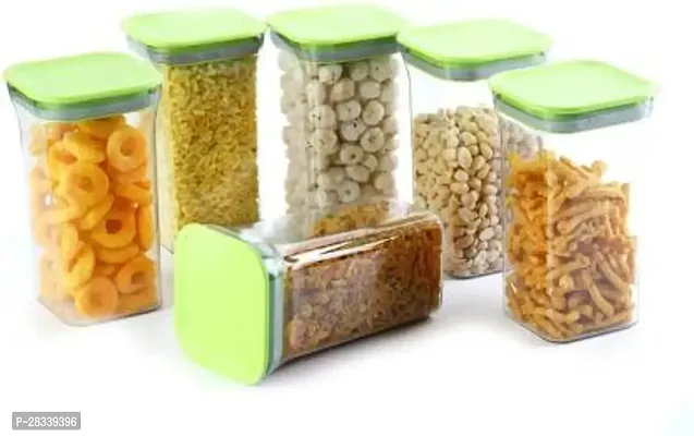 Useful Square Airtight Transparent Plastic Lock Food Storage 4-Section Containers, 1000 ml, Pack Of 6-thumb0