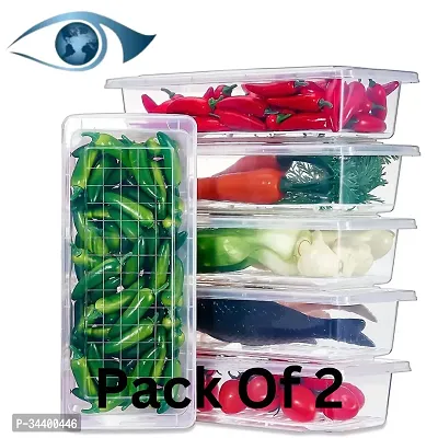 Premium Fridge Storage Boxes 2 Pcs for Fruits / Veggies / Meat / and Fish BPA-Free-thumb0