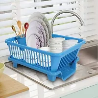 EarthEye Big Size Kitchen Blue Dish Drainer Drying Rack Washing Basket With Tray For Kitchen Dish Rack Organizers Utensils Tools Cutlery Dish Drainer Kitchen Rack Pack Of 1-thumb2