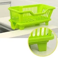 EarthEye Big Size Kitchen Green Dish Drainer Drying Rack Washing Basket With Tray For Kitchen Dish Rack Organizers Utensils Tools Cutlery Dish Drainer Kitchen Rack Pack Of 1-thumb1