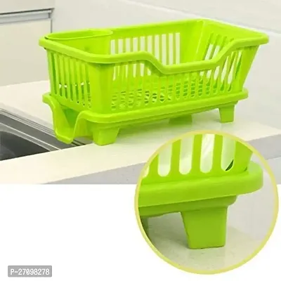 EarthEye Big Size Kitchen Green Dish Drainer Drying Rack Washing Basket With Tray For Kitchen Dish Rack Organizers Utensils Tools Cutlery Dish Drainer Kitchen Rack Pack Of 1-thumb2