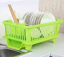 EarthEye Big Size Kitchen Green Dish Drainer Drying Rack Washing Basket With Tray For Kitchen Dish Rack Organizers Utensils Tools Cutlery Dish Drainer Kitchen Rack Pack Of 1-thumb2