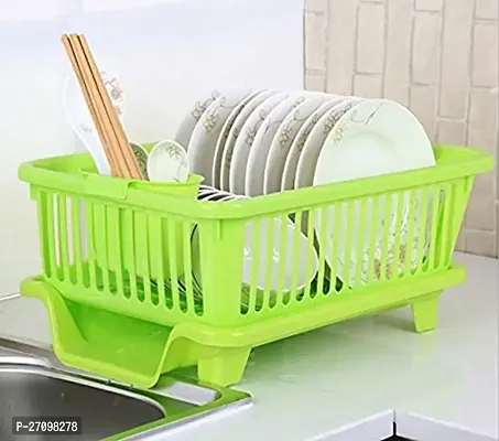 EarthEye Big Size Kitchen Green Dish Drainer Drying Rack Washing Basket With Tray For Kitchen Dish Rack Organizers Utensils Tools Cutlery Dish Drainer Kitchen Rack Pack Of 1-thumb3