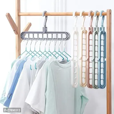 EarthEye Multi Functional Plastic Adjustable And Folding Clothes Hanger Pack Of 6-thumb5
