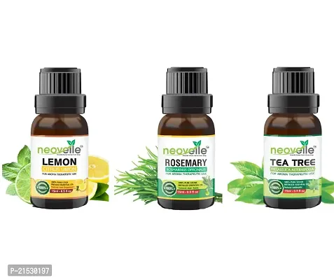 Natural Lemon Essential Oil -15Ml, Rosemary Essential Oil -15Ml With Tea Tree Essential Oil -15Ml (45Ml-Pack Of 3)-thumb0