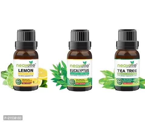 Natural Lemon Essential Oil -15Ml, Eucalyptus With Tea Tree Essential Oil -15Ml (45Ml-Pack Of 3)