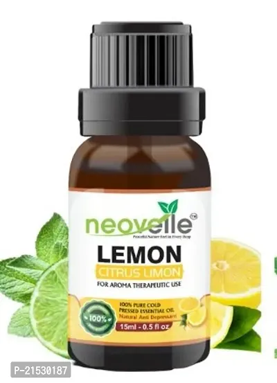 Natural Lemon Essential Oil -15Ml, Peppermint Essential Oil -15Ml With Lavender Essential Oil -15Ml (45Ml-Pack Of 3)-thumb2