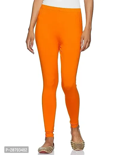 Stunning Orange Cambric Cotton Solid Leggings For Women-thumb0