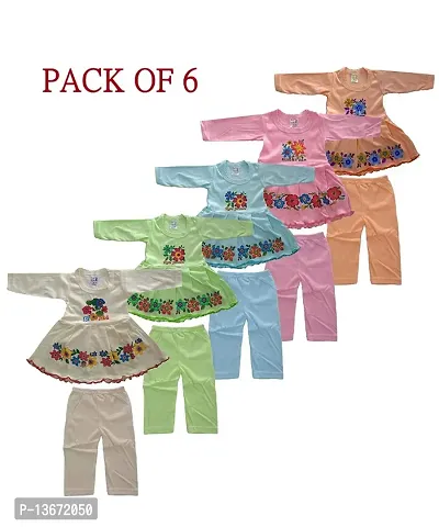 Baby Girls Summer Suits Printed Hossiery Cotton Top  Capri Multicolour - Pack of 6