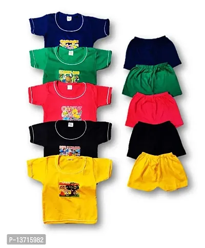 Baby Boys and Baby Girls Printed cotton  Half  T-Shirts and Shorts printed regular fit cotton Blend (pack of 5)