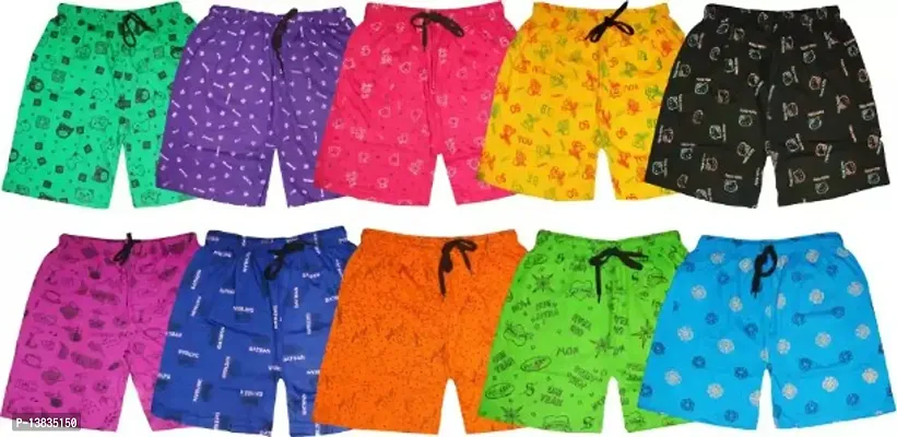 BABY Boys and Baby Girls knee length  Printed cotton Shorts (pack of 10)-thumb0