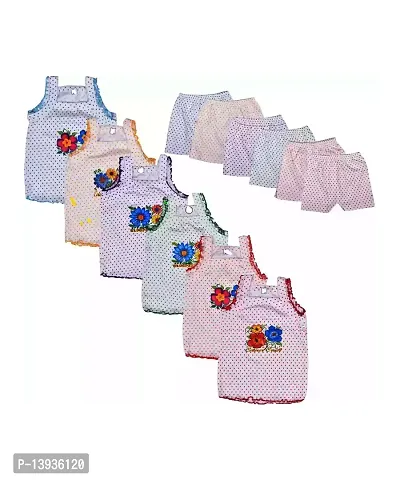 Baby kids Girls  Frock and Shorts 100% cotton blend regular Fit comfortable set multicolour  Size 0-12 month (pack of 06)