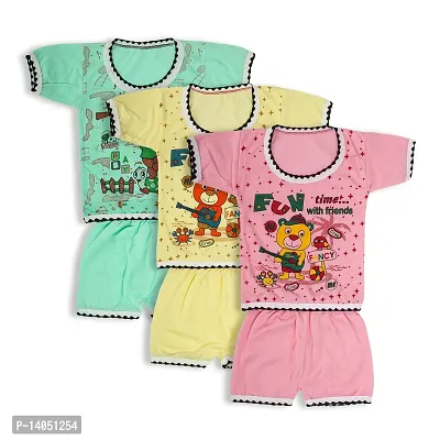 Baby Boy and Baby Girl Dress Soft Hosiery Cotton T-Shirt and Shorts for Kids Infant Toddler New Born Baby Clothes (Pack of 3)