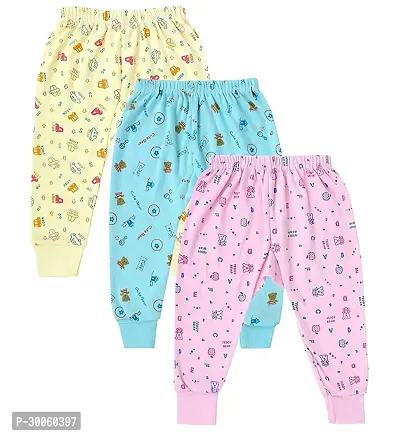 ZENATI Unisex- Baby Cotton Solid Pyjamas Pants with All Over Print for Baby Bottom Wear (Pack of 3)