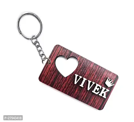 Personalized Side Heart in Parallel Shape Wooden Keychain  HighQuality Brown Perfect Gift