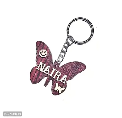 Personalized Butterfly Shape Wooden Keychain BrownSingle Side Engraving