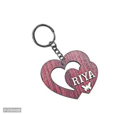 Single Side Engraving Personalized Heart Shape Wooden Keychain  Brown 1 Piece