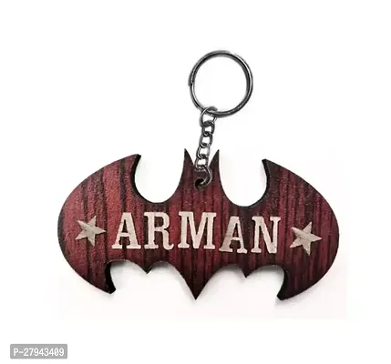 Batman Shape Wooden Keychain  Stylish and Iconic Brown