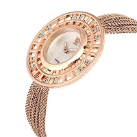 Exotica Fashions Chappin and Nellson Analogue White Dial and Golden Steel Leather Band Water Resistance RG Case Women's Watch-thumb1