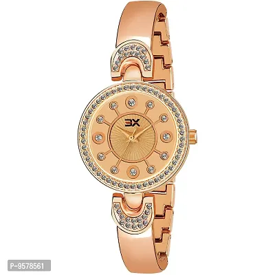 Exotica Fashions Women's Swarovski Crystal Accented Texture Watch with Water Resistance Metal case