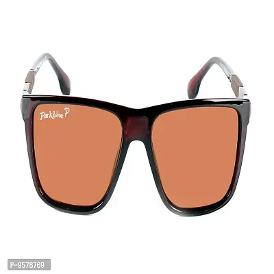 Park Line Stylish Polarised sunglass for Boys in brown Glass and Brown Metal Frame.