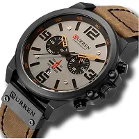 Curren Luxury Leather Quartz Chronograph Analogue Black Brown Men Casual Wrist Watch Sport Watches CR-8314-thumb1