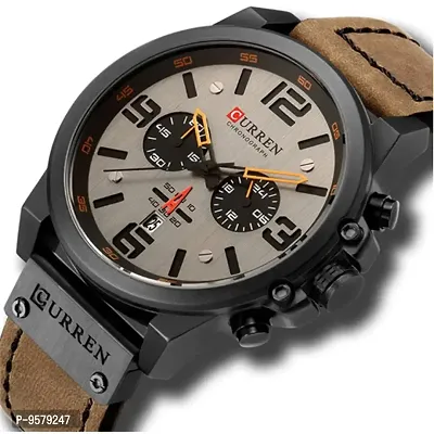 Curren Luxury Leather Quartz Chronograph Analogue Black Brown Men Casual Wrist Watch Sport Watches CR-8314-thumb2