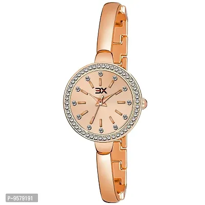 Exotica Fashions Women's Swarovski Crystal Accented Texture Watch with Water Resistance Metal case