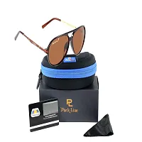 Park Line Polarised sunglass for Boys in Brown Glass and Brown Metal Frame-thumb2