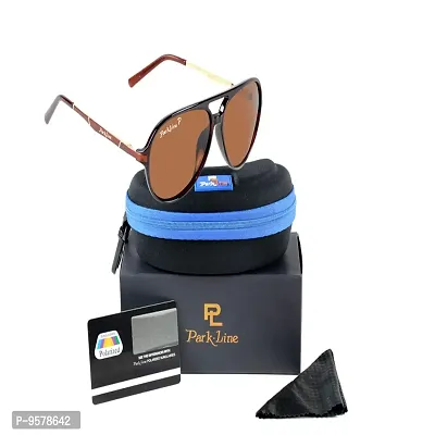 Park Line Polarised sunglass for Boys in Brown Glass and Brown Metal Frame-thumb3