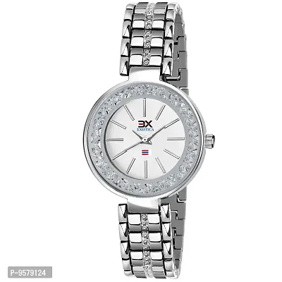 Exotica Fashions Stainless Steel Analogue Silver Ladies Wrist Watch-thumb0