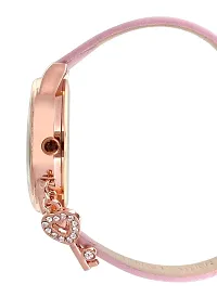 Exotica Fashions Ladies Watch with Water Resistance Rose Gold case with Diamond Studed on Dial and Pink Leather Band-thumb2