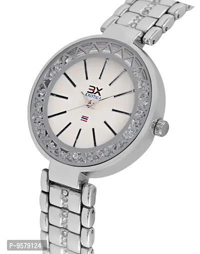 Exotica Fashions Stainless Steel Analogue Silver Ladies Wrist Watch-thumb2