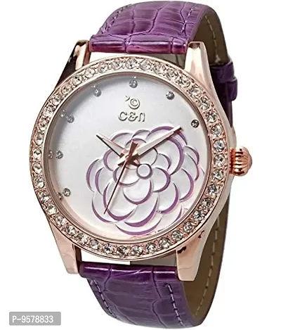 c & n Purple Dial Analogue Watch for Women (CNL-50-Purple-RG)-thumb0