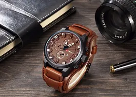 CURREN 8225 (All Brown) Original Men's Sports Waterproof Leather Strap Date Good Quality Wrist Watch-thumb3