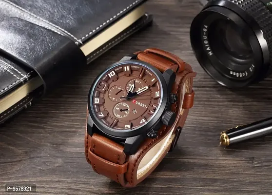 CURREN 8225 (All Brown) Original Men's Sports Waterproof Leather Strap Date Good Quality Wrist Watch-thumb4
