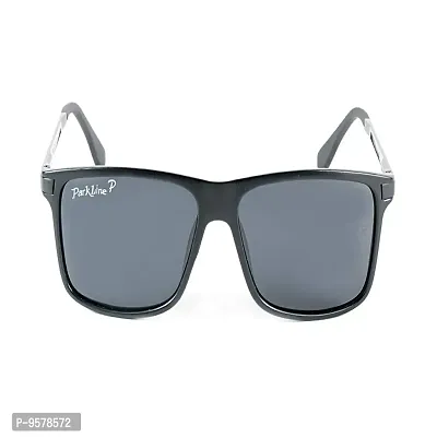 Park Line Stylish Polarised sunglass for Boys in Black Glass and Black Metal Frame.-thumb0