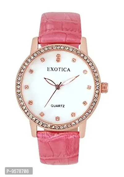 Exotica Fashions Analogue White Dial Women's Watch -EFL-707-Pink