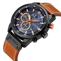 CURREN Analogue Men's Watch (Blue Dial Brown Colored Strap)-thumb1