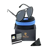 Park Line Stylish Polarised sunglass for Boys in Black Glass and Black Metal Frame.-thumb3