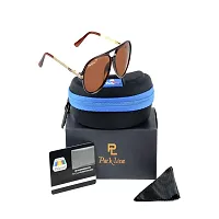 Park Line Stylish Polarised sunglass for Boys in brown Glass and Brown Metal Frame.-thumb1