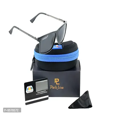 Park Line Stylish Polarised sunglass for Boys in Black Glass and Black Metal Frame.-thumb3
