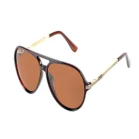 Park Line Stylish Polarised sunglass for Boys in brown Glass and Brown Metal Frame.-thumb3