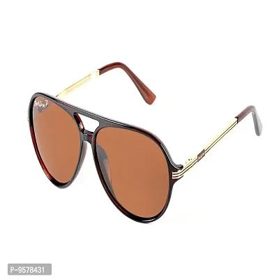 Park Line Stylish Polarised sunglass for Boys in brown Glass and Brown Metal Frame.-thumb4