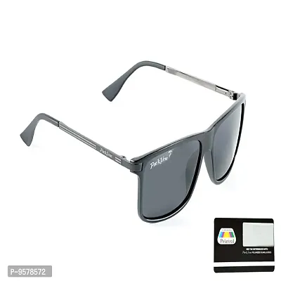 Park Line Stylish Polarised sunglass for Boys in Black Glass and Black Metal Frame.-thumb2