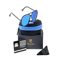 Park Line Polarised sunglass for Boys In Blue Glass and Black Metal Frame.-thumb1