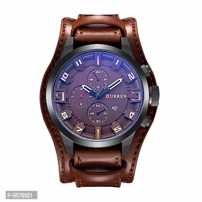 CURREN 8225 (All Brown) Original Men's Sports Waterproof Leather Strap Date Good Quality Wrist Watch-thumb0