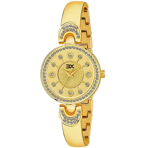 Exotica Fashions Women's Swarovski Crystal Accented Texture Watch with Water Resistance Metal case