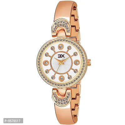 Exotica Fashions Women's Swarovski Crystal Accented Texture Watch with Water Resistance Metal case