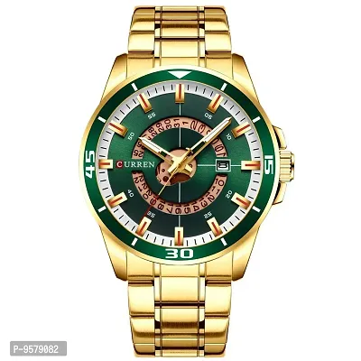 CURREN Mens Luxury Quartz Watches Classic Gold Business Watch for Men Full Stainless Steel Wristwatch Waterproof Clock